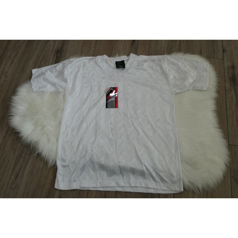 NWT Vintage MITRE V-Neck White Football Soccer Shirt Jersey Men's Medium